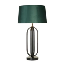 Searchlight Chic asztali lámpa fém, szövet, fekete, zöld, E27, 60W - EU91101EM