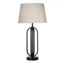 Searchlight Chic asztali lámpa fém, szövet, fekete, fehér, E27, 60W - EU91101WH