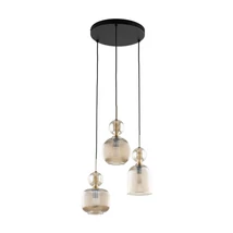 TK Lighting SOPHIA függeszték fém, üveg, fekete, borostyán, E14 - TK-11041