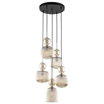 TK Lighting SOPHIA függeszték fém, üveg, fekete, borostyán, E14 - TK-11043