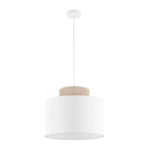 TK Lighting DUO függeszték fém, szövet, fehér, természetes, E27 - TK-1856