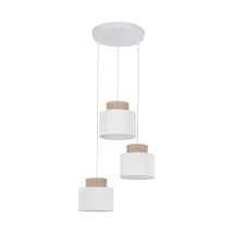 TK Lighting DUO függeszték fém, szövet, fehér, természetes, E27 - TK-2594