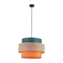 TK Lighting TRIO függeszték fém, szövet, kék, narancssárga, természetes, E27 - TK-2758