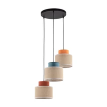 TK Lighting DUO függeszték fém, szövet, kék, narancssárga, természetes, E27 - TK-2759