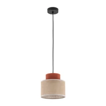 TK Lighting DUO függeszték fém, szövet, téglaszín, természetes, E27 - TK-2785