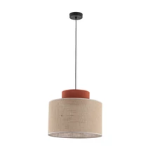 TK Lighting DUO függeszték fém, szövet, téglaszín, természetes, E27 - TK-3139