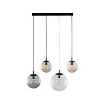TK Lighting ESME függeszték fém, üveg, fekete, füstszín, borostyán, E27 - TK-4795