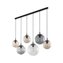 TK Lighting ESME függeszték fém, üveg, fekete, füstszín, borostyán, E27 - TK-4797