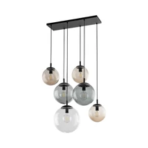 TK Lighting ESME függeszték fém, üveg, fekete, borostyán, füstszín, áttetsző, E27 - TK-4819