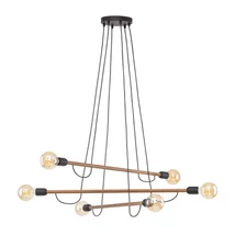 TK Lighting HELIX függeszték fém, fa, fekete, barna, E27 - TK-4950