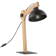 TK Lighting OSLO asztali lámpa fém, fa, fekete, barna, E27 - TK-5346