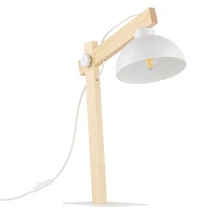 TK Lighting OSLO asztali lámpa fém, fa, fehér, barna, E27 - TK-5347