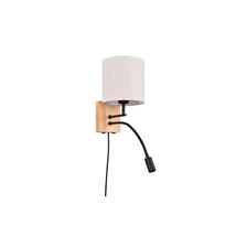 Trio NILAM fali lámpa fa, textil, barna, fekete, fehér, E27+LED, 3000K, 3.1W, 310lm - 212879236