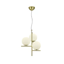 Trio PURE függeszték fém, üveg, sárgaréz, fehér, E14 - 302000308