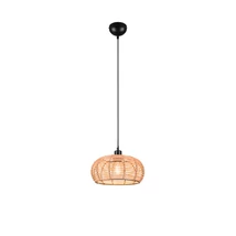 Trio INGA függeszték fém, rattan, fekete, természetes, E27 - 312200136