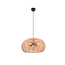 Trio INGA függeszték fém, rattan, fekete, természetes, E27 - 312200336