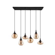 Trio LUMINA függeszték fém, üveg, fekete, borostyán, E14 - 317000613
