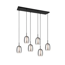Trio BARRET függeszték fém, üveg, fekete, füstszín, fehér, E14 - 317500654