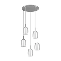 Trio BARRET függeszték fém, üveg, króm, áttetsző, fehér, E14 - 317530506