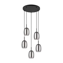 Trio BARRET függeszték fém, üveg, fekete, füstszín, fehér, E14 - 317530554