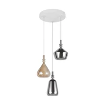 Trio ALDEA függeszték fém, üveg, fehér, króm, borostyán, E14 - 349430317