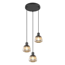 Trio TARIFA függeszték, fém, üveg, fekete, króm, E27 - Trio-362830332