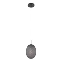 Trio FACETTE függeszték, fém, üveg, fekete, füstszín, E27 - Trio-364200154