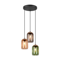 Trio CORK függeszték fém, üveg, fekete, sokszínű, E27 - Trio-364630317