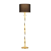 Trio NANDOR állólámpa fém, textil, arany, fekete, E27+LED, 3000K, 2x7W, 1400lm - 475310379