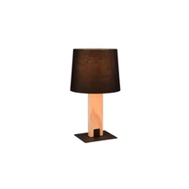 Trio RAHUL asztali lámpa fém, fa, textil, fekete, barna, E27+LED, 3000K, 6W, 700lm - 547610232