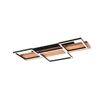 Trio HARPER mennyezet lámpa fém, fa, fekete, barna, LED, 3000K, 30W, 4000lm - 622910332