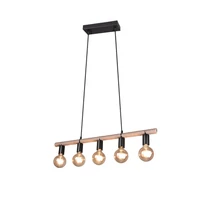 Trio EINAR függeszték fém, kender, fekete, barna, E27 - R30605032