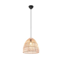 Trio RIKE függeszték fém, rattan, fekete, természetes, E27 - R31131036