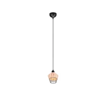 Trio BORKA függeszték fém, rattan, fekete, természetes, E27 - R31261036