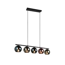 Trio SHELDON függeszték fém, üveg, fekete, többszínű, E14 - R31305017