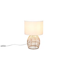Trio RIKE asztali lámpa rattan, szövet, természetes, fehér, E27 - R51131036