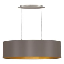 Eglo MASERLO függeszték, E27 foglalattal, fényforrás nem tartozék, IP20 acél szatén nikkel test, szövet cappuccino-arany bura | 31614