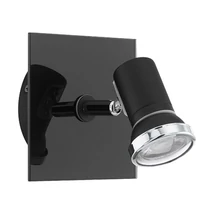Eglo TAMARA 1 fürdőszobai spot lámpa, GU10-LED foglalattal, fényforrás tartozék, IP44 acél fekete-króm test, üveg áttetsző bura | 33677