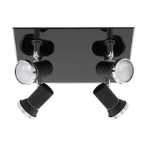 Eglo TAMARA 1 fürdőszobai spot lámpa, GU10-LED foglalattal, fényforrás tartozék, IP44 acél fekete-króm test, üveg áttetsző bura | 33678