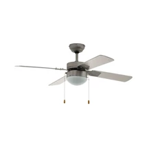 Eglo GELSINA húzókapcsolós ventilátor, E14 foglalattal, fényforrás nem tartozék, IP20 acél szatén nikkel test, festett üveg fehér bura | 35041
