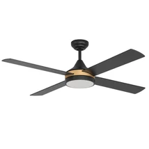 Eglo TRINIDAD ventilátor, tartozék beépített LED, IP20 acél fekete-sárgaréz test, akrill tejes bura | 35118