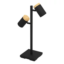 Eglo CARTAGENA asztali lámpa, GU10-LED foglalattal, fényforrás tartozék, IP20 acél-fa fekete-barna test | 390069