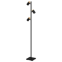 Eglo CARTAGENA állólámpa, GU10-LED foglalattal, fényforrás tartozék, IP20 acél-fa fekete-barna test | 390071