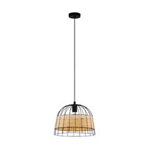 Eglo ANWICK függeszték, E27 foglalattal, fényforrás nem tartozék, IP20 acél fekete test, rattan természetes bura | 43311