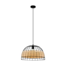 Eglo ANWICK függeszték, E27 foglalattal, fényforrás nem tartozék, IP20 acél fekete test, rattan természetes bura | 43312