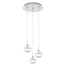 Eglo MONTEFIO 1 függeszték, tartozék beépített LED, IP20 acél króm test, üveg-kristály fehér-áttetsző bura | 93709