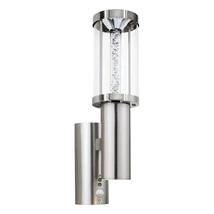 Eglo TRONO STICK mozgásérzékelős kültéri fali lámpa, GU10+LED foglalattal, fényforrás tartozék, IP44 acél rozsdamentes acél test, üveg-műanyag áttetsző bura | 94128