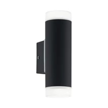 Eglo RIGA-LED kültéri fali lámpa , GU10-LED foglalattal, fényforrás tartozék, IP54 horganyzott acél fekete test, műanyag szatén bura | 96505