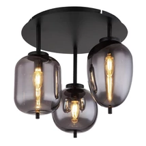 Globo BLACKY mennyezet lámpamatt fekete fém füstös üveg E14 3x 40W (nem tartozék) IP20 - 15345-3D