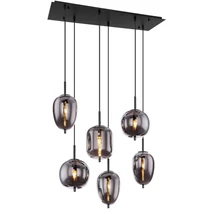 Globo BLACKY függesztékfekete fém füstös üveg E14 6x 40W (nem tartozék) IP20 - 15345-6